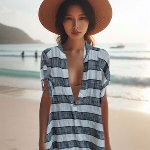 Cynthia Rowley Linen Cotton Blend Tunic Beach Cover Up